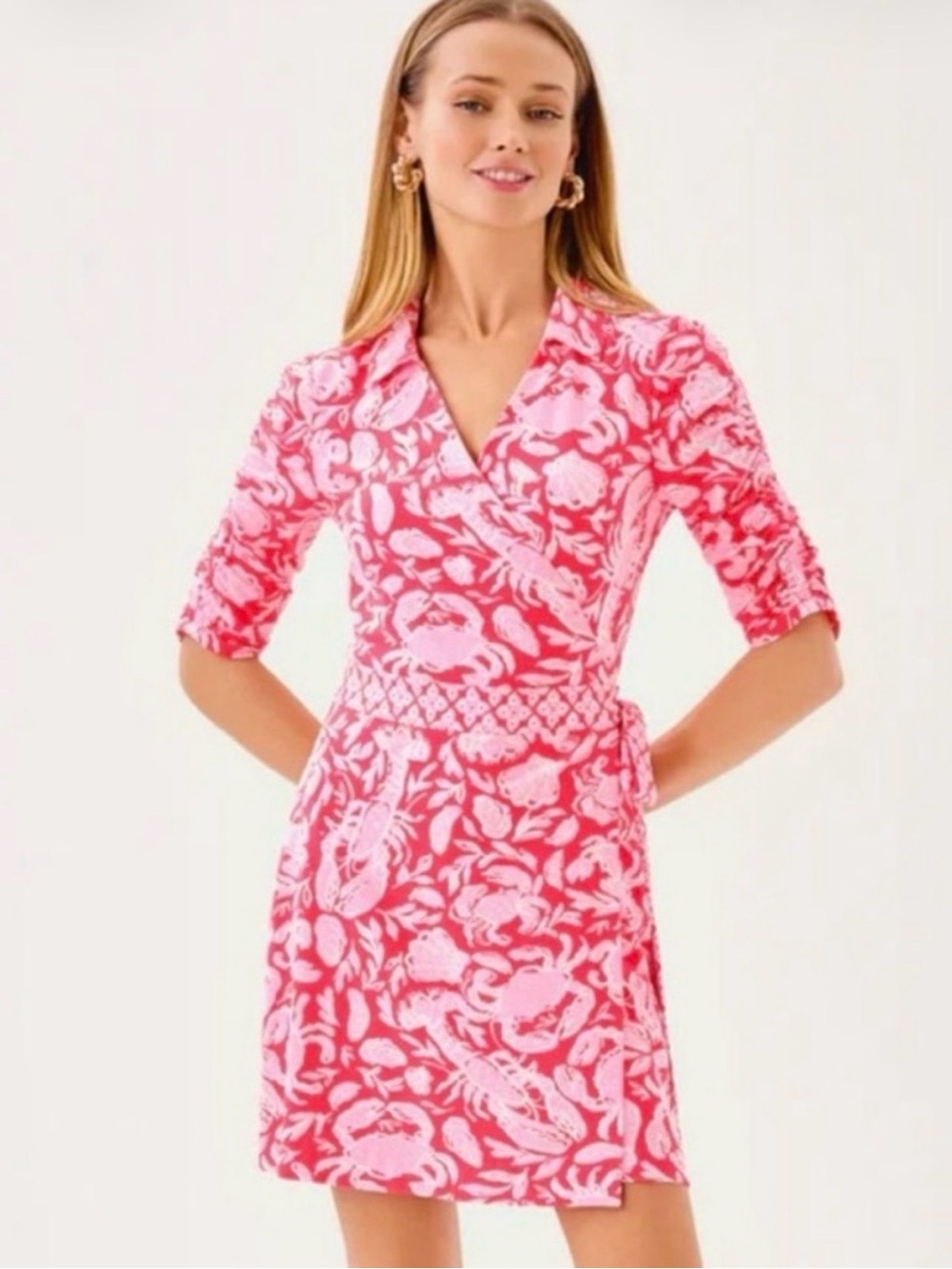 Lilly Pulitzer Floral Wrap Romper
 in Pink & White Size Large Like New